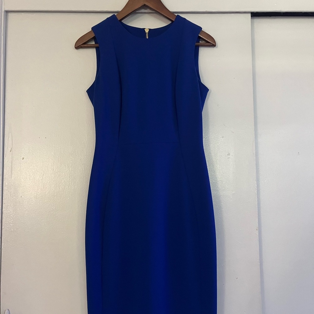 Calvin Klein Blue Sleeveless Sheath Dress